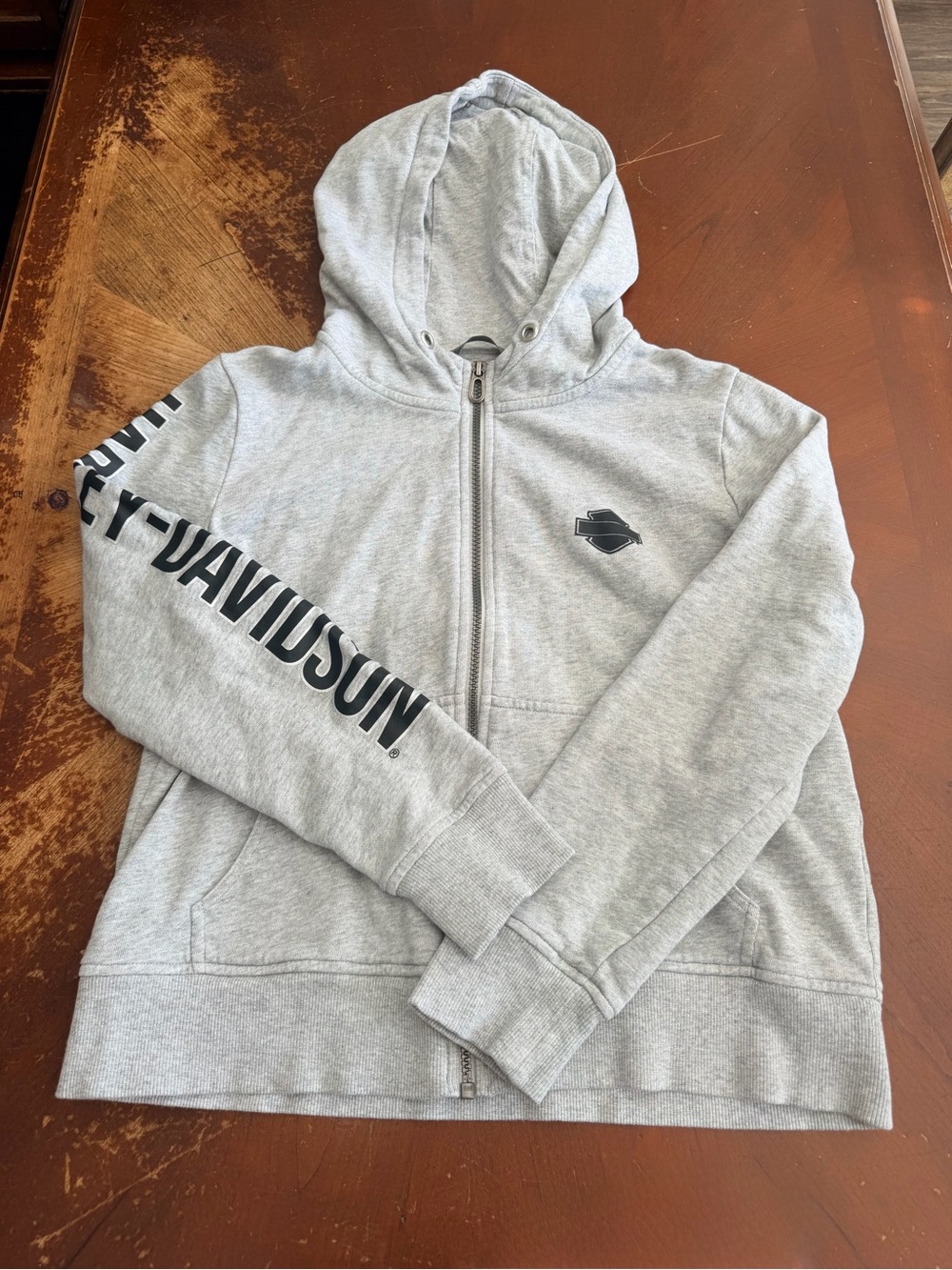Harley-Davidson Light Gray Pullover Hoodie with Logo Tag